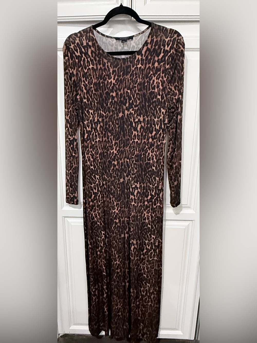 All Saints Brown & Black Leopard-Print Maxi Dress